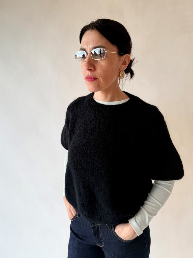 Maglione con tre quarti di manica nero