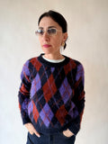 Maglione a rombi viola e bordeaux a rombi Philia Loft