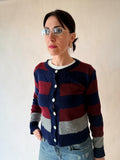 Cardigan a fasce blu bordeaux