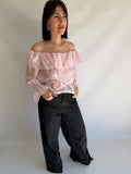 Top rosa semitrasparente
