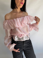 Top rosa semitrasparente