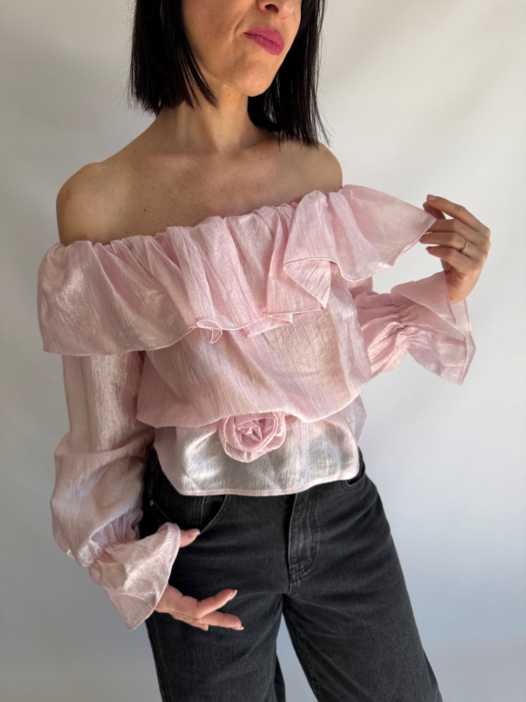 Top rosa semitrasparente