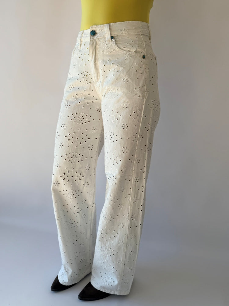 Jeans bianco traforato