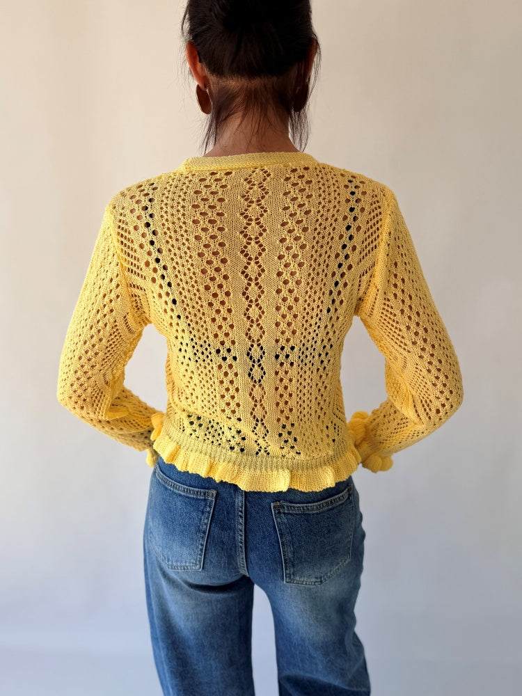 Cardigan uncinetto giallo