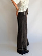 Jeans  marrone zampa larga con risvoltone
