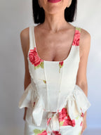 Top corsetto floreale rosso