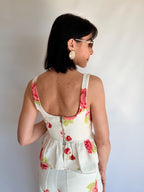 Top corsetto floreale rosso