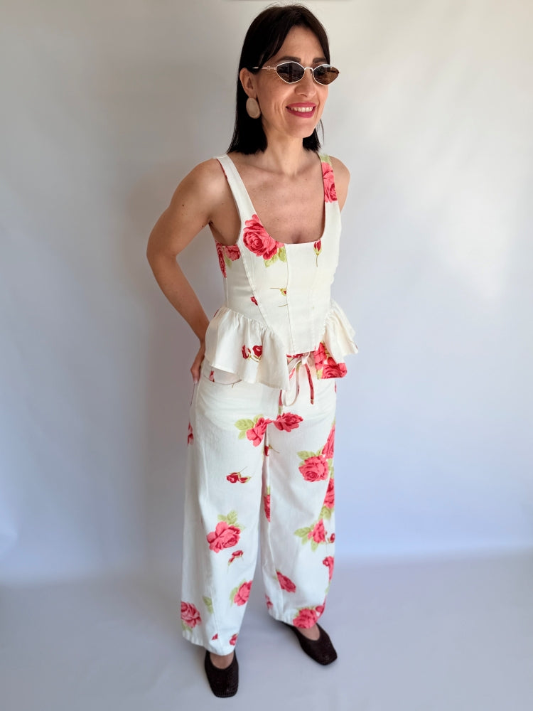 Pantalone con stampa floreale