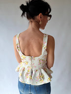 Top corsetto floreale rossa/gialla