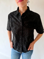 Camicia manica nera Sangallo