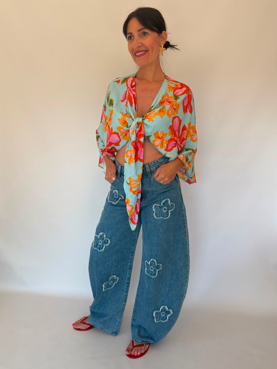 Camicia floreale azzurra
