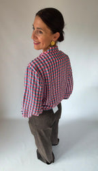 Camicia a quadri rosa con zip