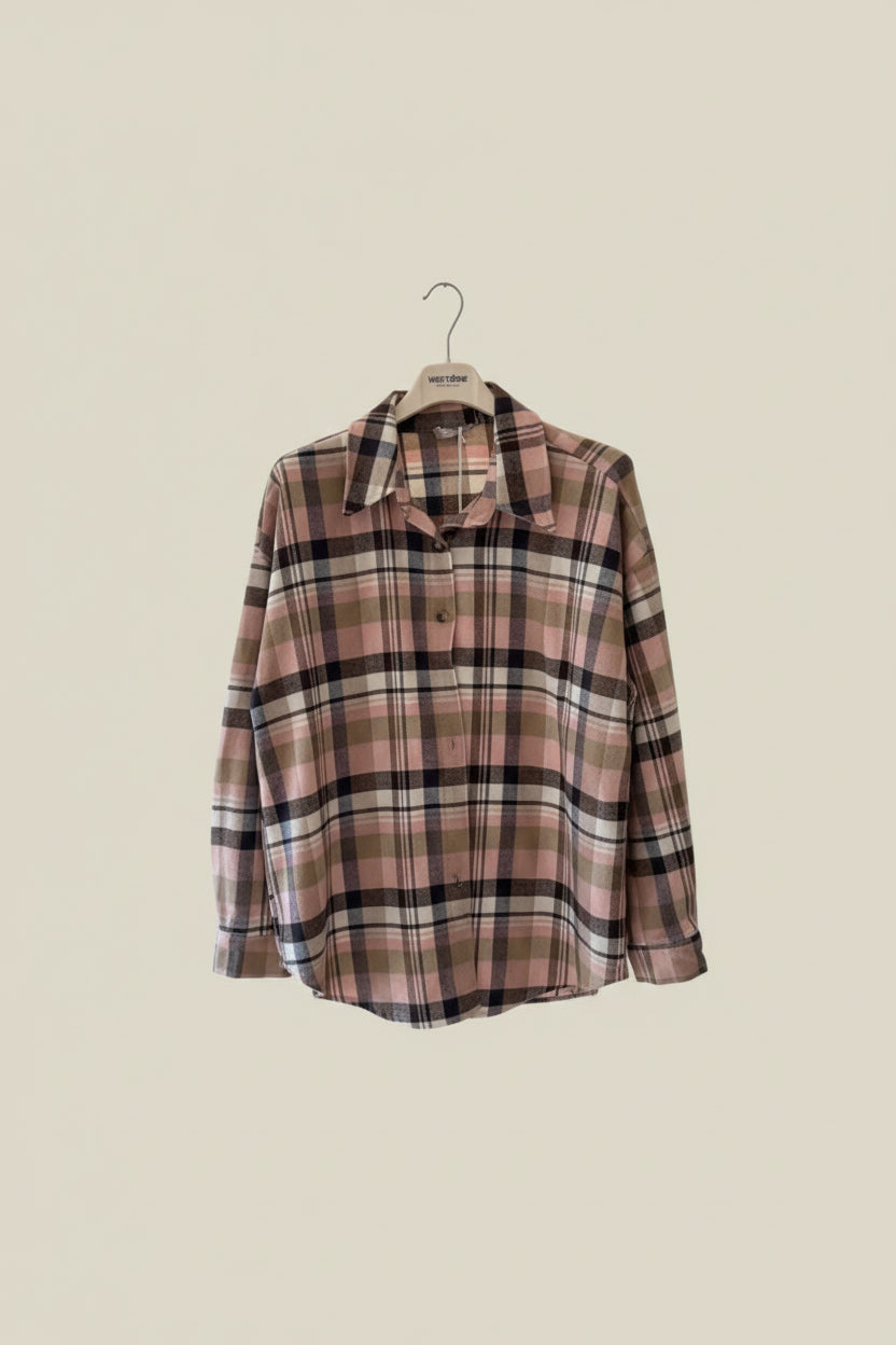 Camicia scozzese rosa