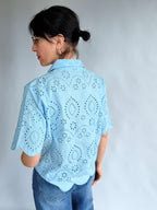 Camicia manica azzurra Sangallo