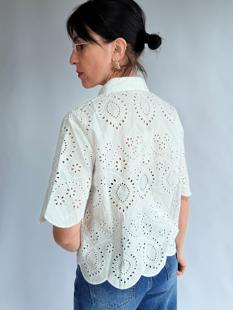 Camicia manica bianca Sangallo