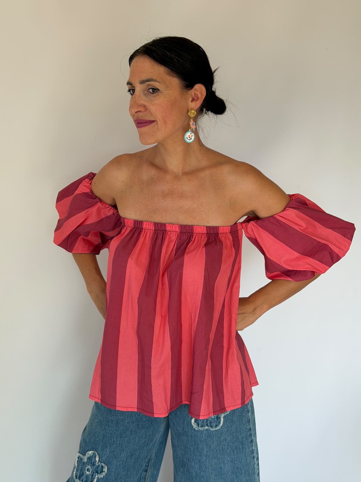 Top a strisce rosa