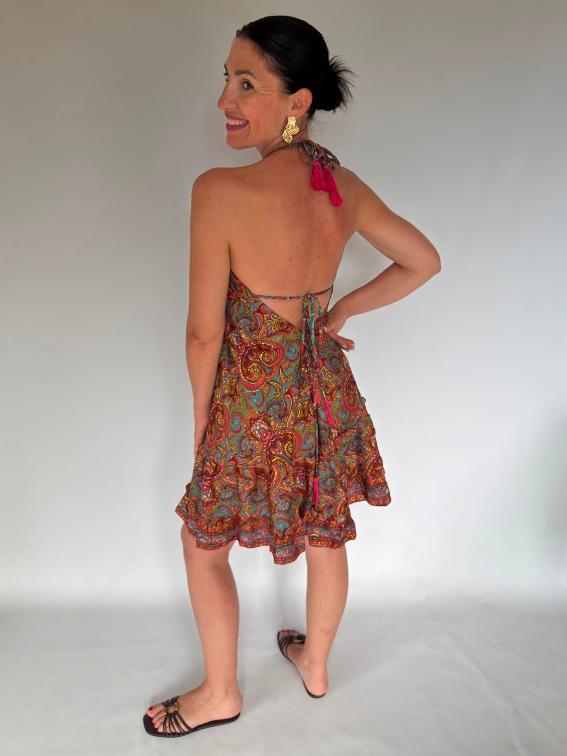Vestito corto seta viola