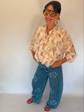 Camicia fiori con ruches