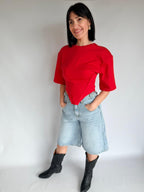 T-shirt effetto corsetto rosso