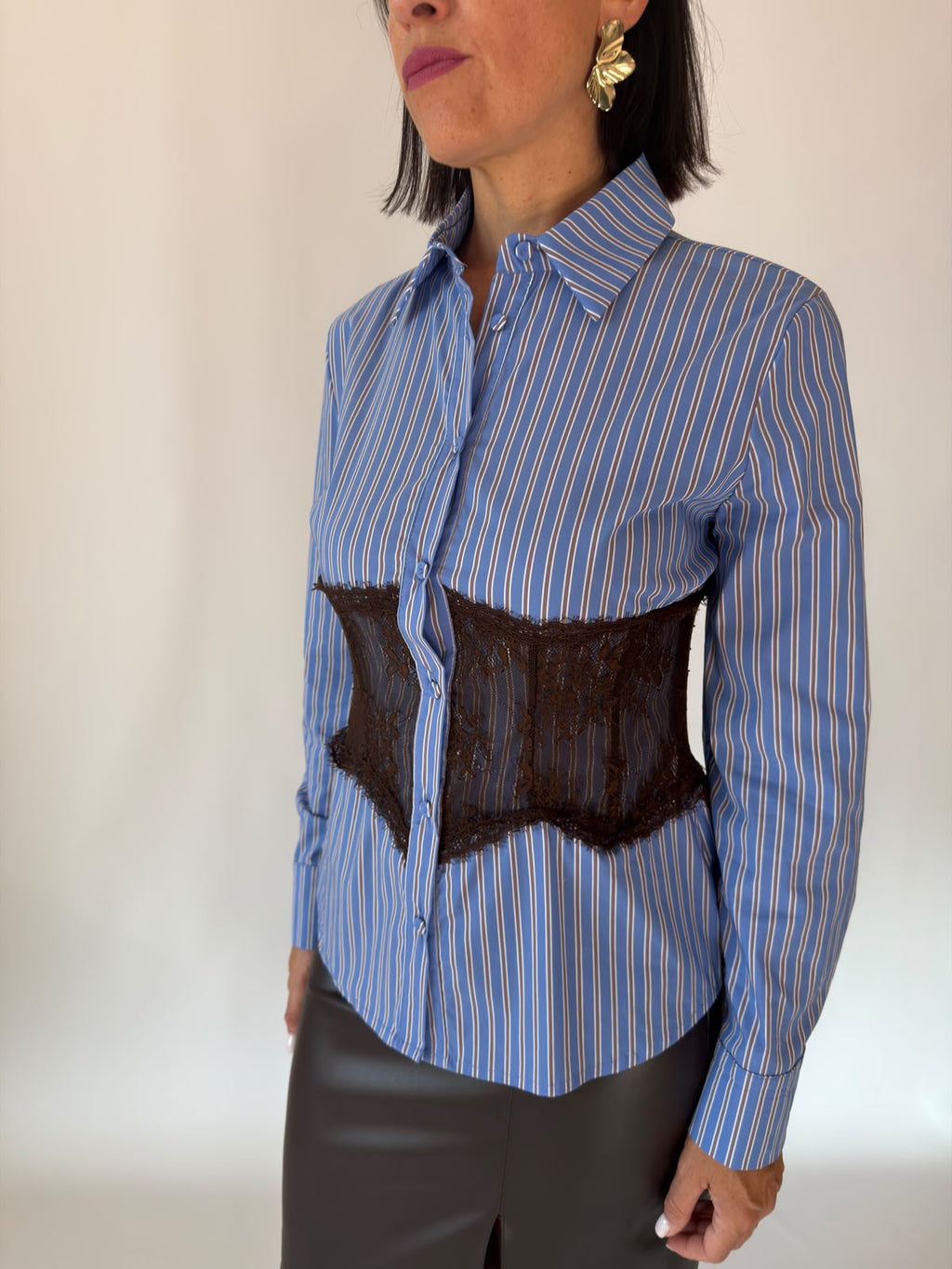 Camicia a righe con corpetto
