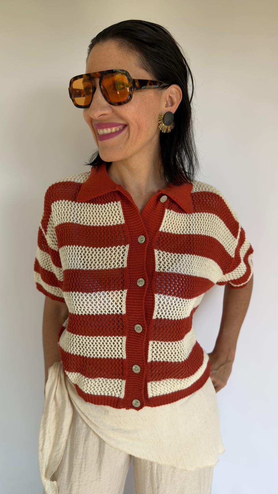 Maglia a righe mattone