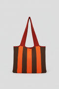 Borsa a righe marrone e arancione