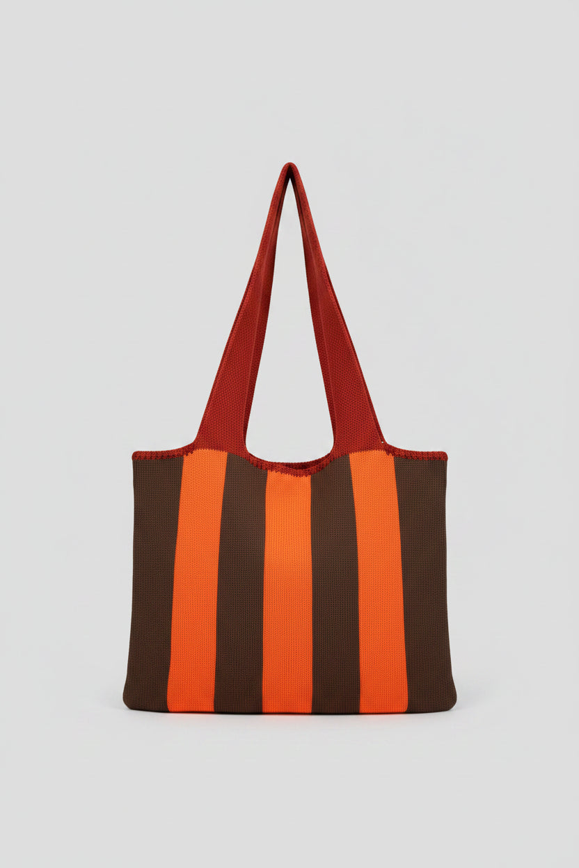 Borsa a righe marrone e arancione
