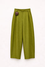 Pantaloni effetto lino in denim avorio