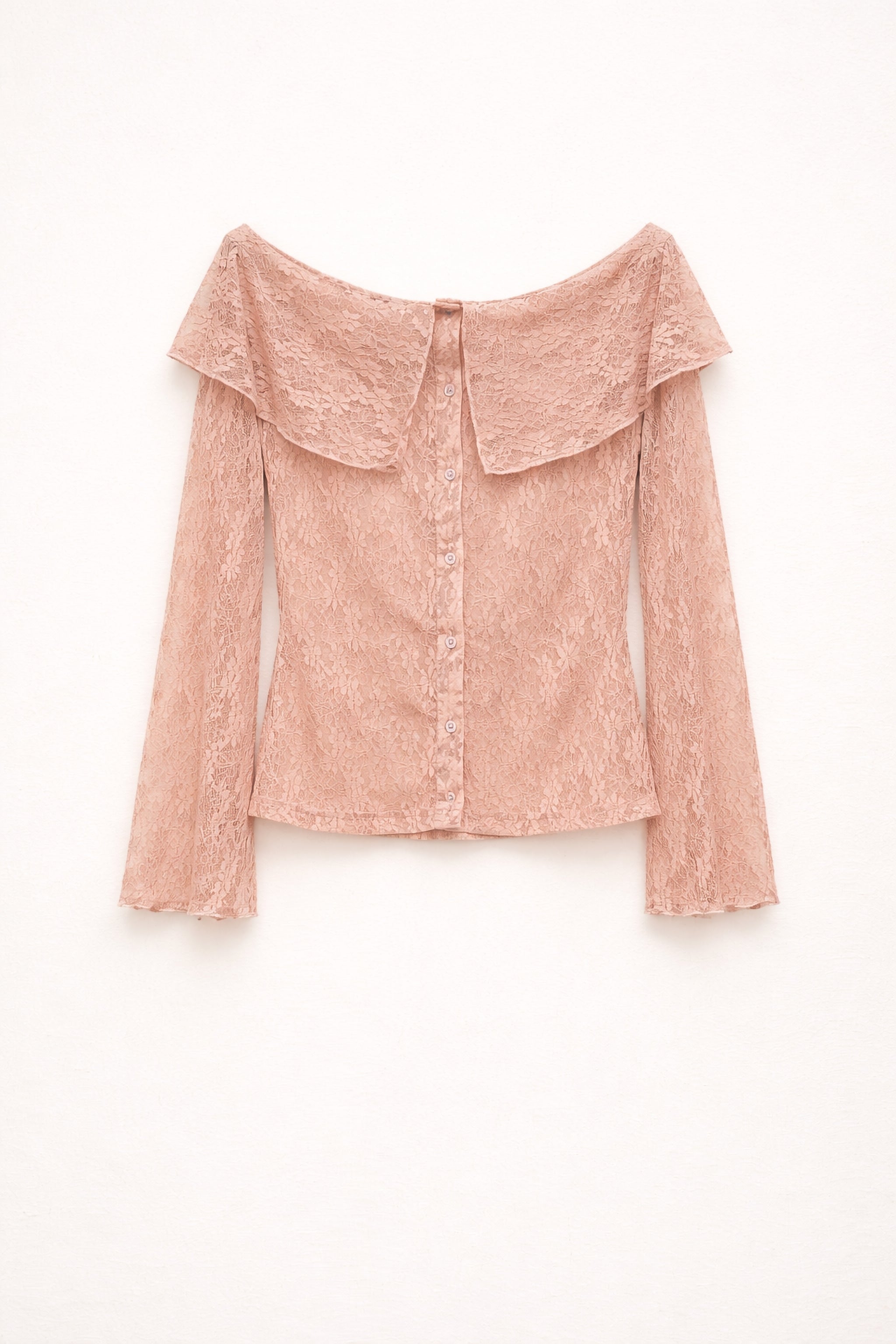 Top in pizzo a maniche lunghe