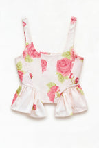 Top corsetto floreale rosso